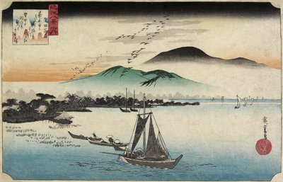 カタダでのガチョウの帰巣c。 1834 作： Utagawa Hiroshige