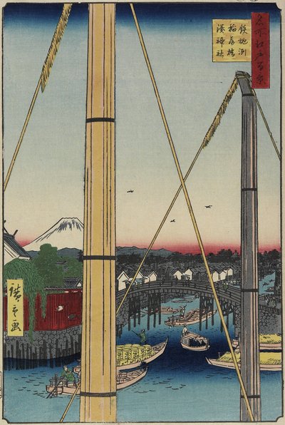 Inari Bridge and Minato Shrine, Teppo_zu, March 1857 作： Utagawa Hiroshige