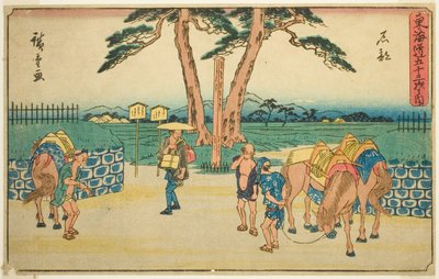Ishibe, from the series "Fifty-three Stations of the Tokaido (Tokaido gojusan tsugi no uchi)," also known as the Gyosho Tokaido 作： Utagawa Hiroshige