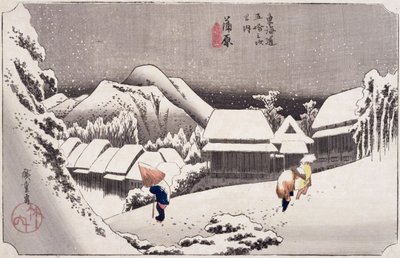 神原、東海道五十三次c.1834（木版カラープリント） 作： Utagawa Hiroshige
