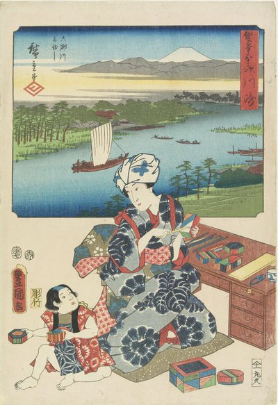 川崎、1854年7月 作： Utagawa Hiroshige