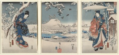 冬の風景の中の恋人 作： Utagawa Hiroshige