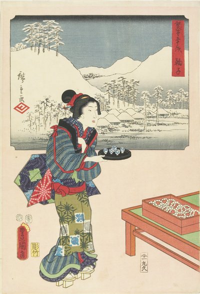 麻理子、1854年12月 作： Utagawa Hiroshige