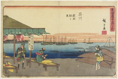 1841-1842品川、鮫洲の朝の風景 作： Utagawa Hiroshige