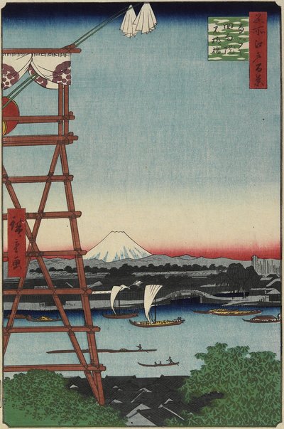 Motoyanagi Bridge and Eko_in Temple in Ryo_goku, May 1857 作： Utagawa Hiroshige