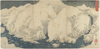 1857年8月、木曽峠の山と川 作： Utagawa Hiroshige