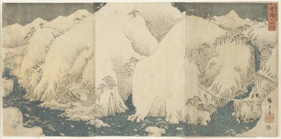 1857年8月、木曽峠の山と川 作： Utagawa Hiroshige