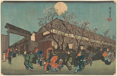 中ノッチの夜桜行列？ 新吉原にて 作： Utagawa Hiroshige