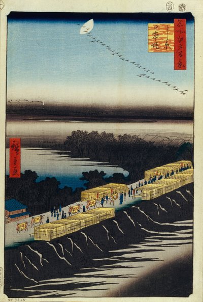 日本堤防と吉原江戸百景1856-1858 作： Utagawa Hiroshige