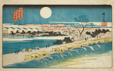 日本 絵ｍ版ｋ面ｔ ネアｒ テェ 吉原 （吉原 日本ーづつみ）、 ｆろｍ テェ セリエｓ ”ファもうｓ Ｐァ背ｓ 員 江戸 （事 名所）” 作： Utagawa Hiroshige