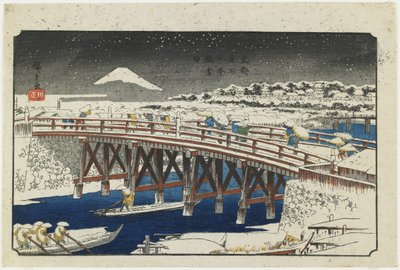 雪の日本橋、1839-1842 作： Utagawa Hiroshige