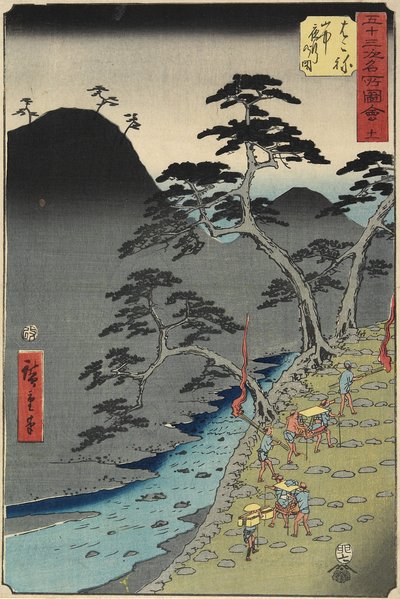 1855年7月夜の箱根山のNo.11川 作： Utagawa Hiroshige