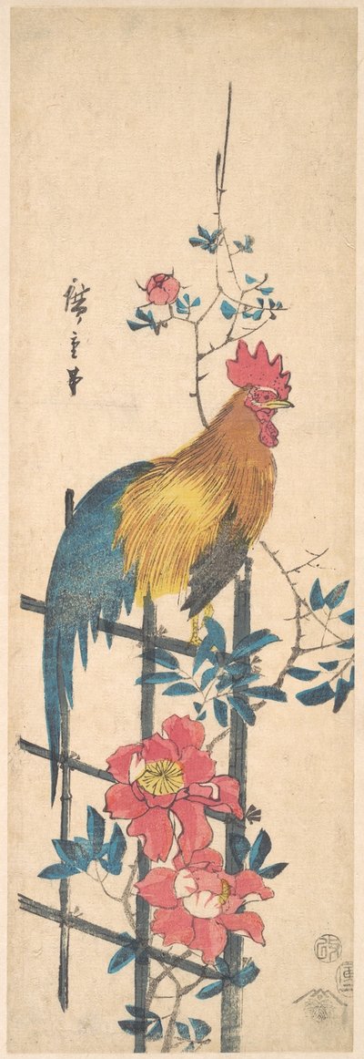 Pfingstrose und Hahn 作： 歌川広重