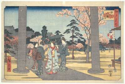 八幡宮を訪れる人々 名所江戸百景 作： Utagawa Hiroshige