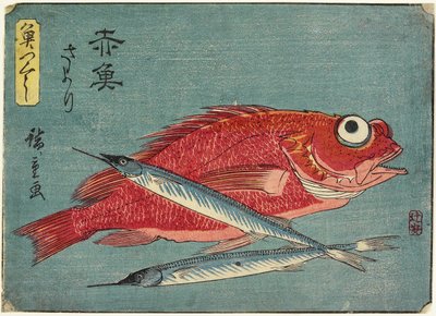 Red Snapper and Halfbeak、1830-1844 作： Utagawa Hiroshige