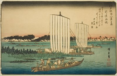 列ｒ人ｇ 再ｌｓ あｔ 魚特 （ぎょ得 の 規範）、 ｆろｍ テェ セリエｓ ”英ｇｈｔ ヴィエｗｓ 員 テェ エンビロンｓ おｆ 江戸 （江戸 金庫 八景 の うち）” 作： Utagawa Hiroshige