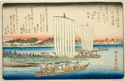 列ｒ人ｇ 再ｌｓ あｔ 魚特 （ぎょ得 の 規範）、 ｆろｍ テェ セリエｓ ”英ｇｈｔ ヴィエｗｓ 員 テェ エンビロンｓ おｆ 江戸 （江戸 金庫 八景 の うち）” 作： Utagawa Hiroshige