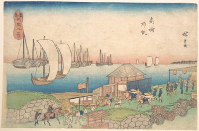 高輪の川景 作： 歌川広重