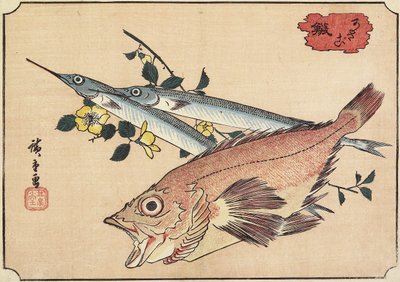 ロックフィッシュとハーフビーク、19世紀初頭 作： Utagawa Hiroshige