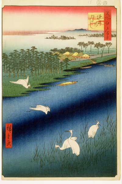 坂西フェリーシリーズ67江戸百景江戸時代・安政1857年（版画） 作： Utagawa Hiroshige