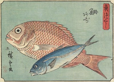 スナッパーとホースサバ、1830-1844 作： Utagawa Hiroshige