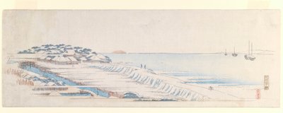 レターシートセットの須崎雪夜明け1839-40年頃（カラー木版印刷） 作： Utagawa Hiroshige