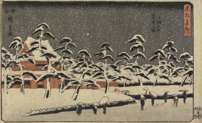 芝の増上寺の雪景色、1847-1852 作： Utagawa Hiroshige