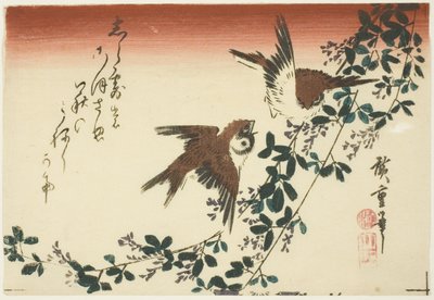 スズメとハギ 作： Utagawa Hiroshige