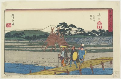 Suruga Bank of O_i River at Shimada, 1841-1842 作： Utagawa Hiroshige