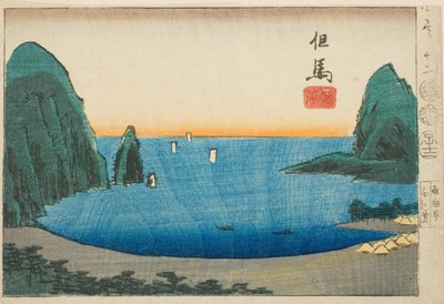 但馬の高野浜、シート番号のセクション。 「くにづくしはりまぜずえ」シリーズ 12枚 作： Utagawa Hiroshige