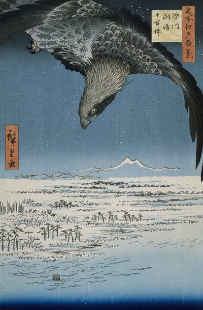 深川近郊須崎の十万坪平原、1857年（色木版画） 作： Utagawa Hiroshige