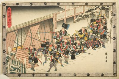 『忠臣蔵』シリーズより、夜襲・後編・乱入（よういちに、らんにゅう） 作： Utagawa Hiroshige