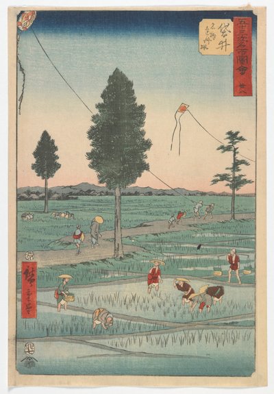 二十八、袋井、江戸時代、1855年（色木版） 作： Utagawa Hiroshige