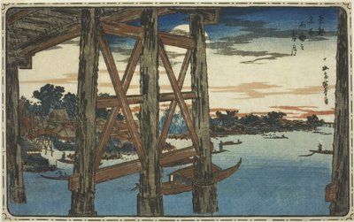 連載「東都名所図」より 両国の宵月 作： Utagawa Hiroshige
