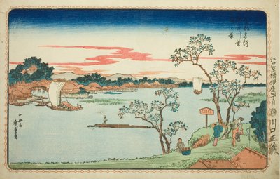 「東都名所図」シリーズ 隅田川葉桜の景 作： Utagawa Hiroshige