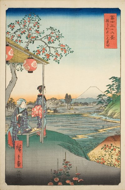 「富嶽三十六景」より 雑司が谷富士見茶屋からの富士山 作： Utagawa Hiroshige
