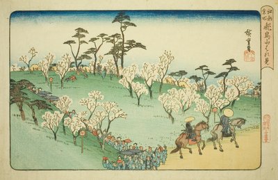 連載「江戸名所」より 飛鳥坂の桜見物（飛鳥山花見） 作： Utagawa Hiroshige