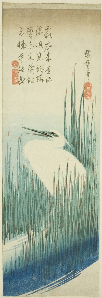 白鷺とブラシ 作： Utagawa Hiroshige