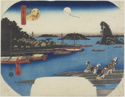 日本堤銀行の柳の木、新吉原、1853年11月 作： Utagawa Hiroshige