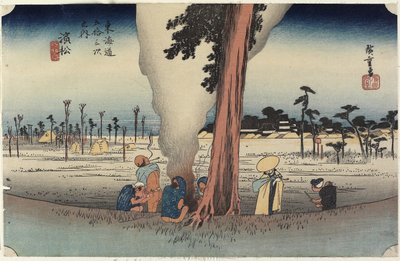 冬の風景、浜松、c。 1833 作： Utagawa Hiroshige