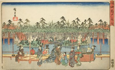 「東都名所」より 亀戸天神藤花 作： Utagawa Hiroshige