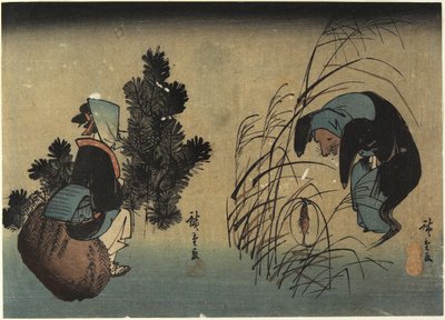 女性とアナグマ 作： Utagawa Hiroshige