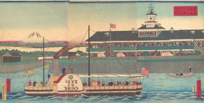 てぇ 築地 ホテｌ 員 と居 と居 築地 ホテル 感、 ５ｔｈ 門ｔｈ、 １８７０。 作： Utagawa Hiroshige III