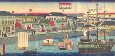 ヴィエｗ おｆ テェ せあｆ論ｔ 員 横浜 横浜 河岸どり の 府警、 ５ｔｈ 門ｔｈ、 １８７０。 作： Utagawa Hiroshige III
