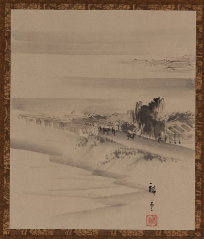 風景：川、町、霧、江戸時代、19世紀。 作： Utagawa Hiroshige II