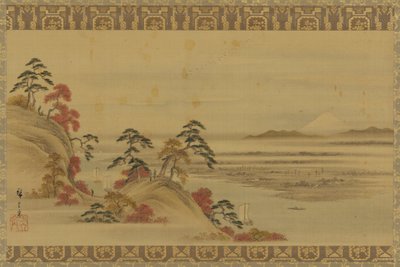 川の風景：紅葉と富士山、江戸時代、19世紀半ば。 作： Utagawa Hiroshige II