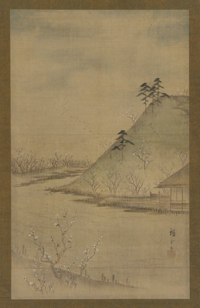 春の風景、19 世紀半ば。 作： Utagawa Hiroshige II