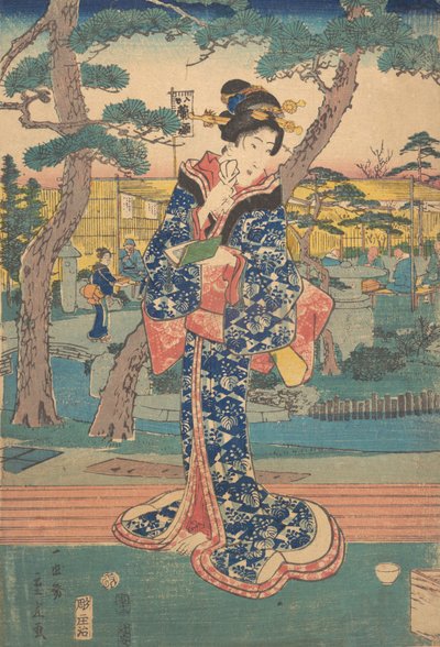 入谷の茶店の若い娘 19世紀半ば 作： Utagawa Hiroshige II
