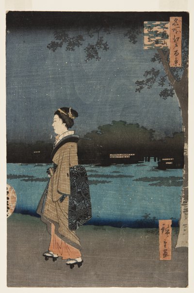 松之山三矢堀夜景」（カラー木版画）（松之山三矢堀夜景 作： Utagawa II Hiroshige