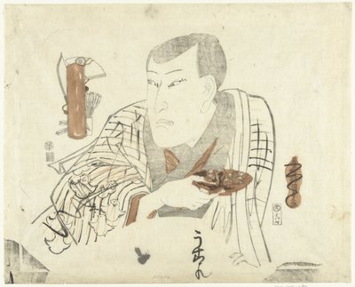 ボウルを持つ俳優 作： Utagawa Kunisada (I)